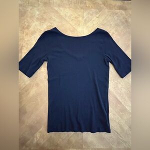 GAP Blue Backwards Scoop Neck Fitted Tee | Size Large Tall